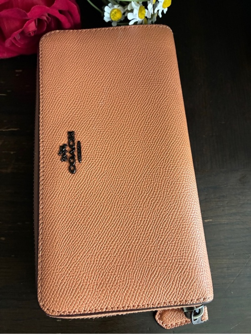 Coach Peach Leather Zip Wallet